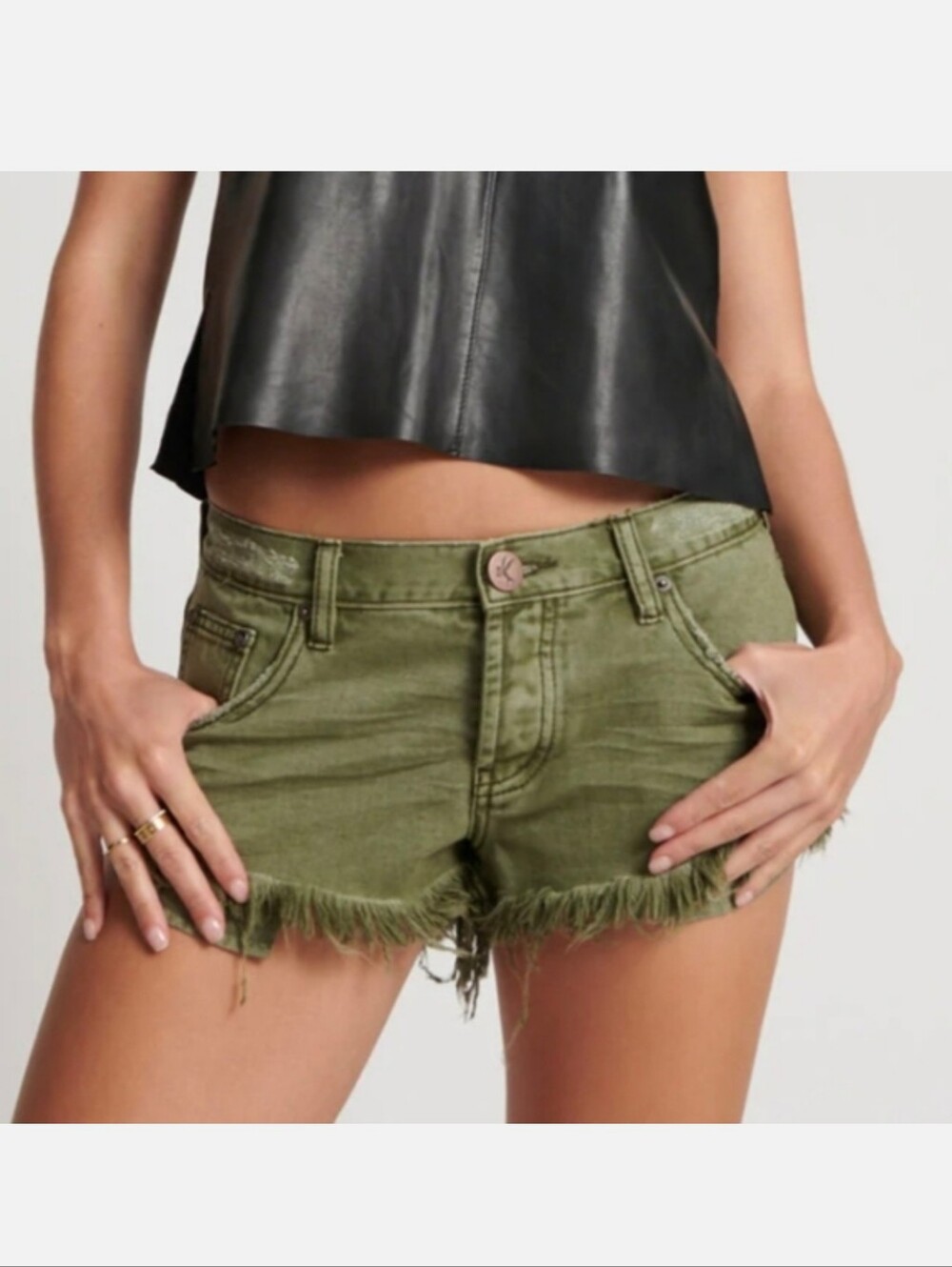 One Teaspoon NWT St Khaki Dukes Low Waist Denim Shorts